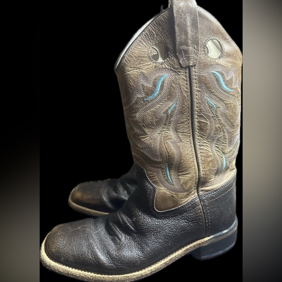 Good Used Old West Boys Cowboy Boots Sz4 big boys - Picture 4 of 10